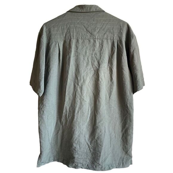 Paradise Blue Mens Luau Camp Button Up Shirt M Sage Green Hawaiian Embroidered - Picture 2 of 7
